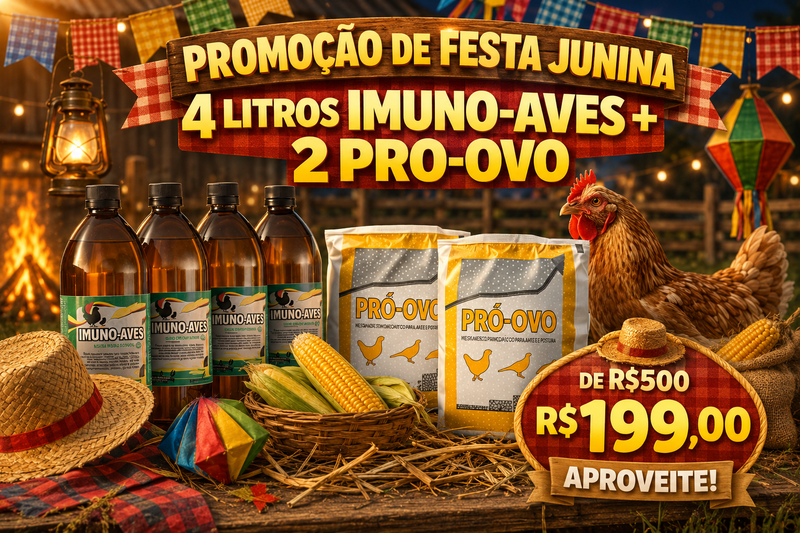 4 litros IMUNO-AVES + 2 PRÓ-OVO 400 gramas